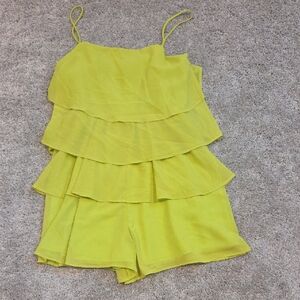 HYFVE Yellow/lime Ruffled One Piece with Spaghetti Straps